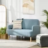 HOMCOM 48" Loveseat Sofa For Bedroom, Modern Love Seats Furniture, Upholstered Small Couch For Small Space, Blue