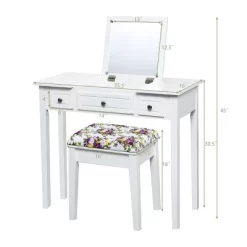 Online Furniture Store 57 Costway Vanity Dressing Table Flip Top 7 Compartments Makeup Desk