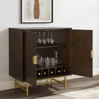 Blair Bar Cabinet Dark Brown/Gold - Crosley 3 Blair Bar Cabinet Dark Brown/Gold - Crosley - Image 3