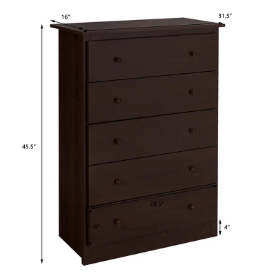 Costway 5 Drawer Dresser Functional Storage Organizer Closet 2 Costway 5 Drawer Dresser Functional Storage Organizer Closet - Image 2