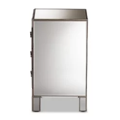 Ewan Mirrored 3 Drawer Nightstand Silver - Baxton Studio -Online Furniture Store GUEST bba846d0 852f 43be b0bd d066b75f4697