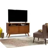 Tall Tierney Solid Hardwood Mid Century TV Stand For TVs Up To 60" Dark Brown - WyndenHall