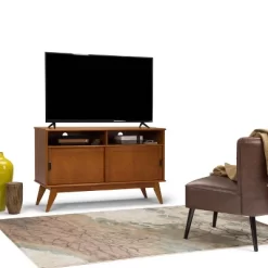 Tall Tierney Solid Hardwood Mid Century TV Stand For TVs Up To 60" Dark Brown - WyndenHall
