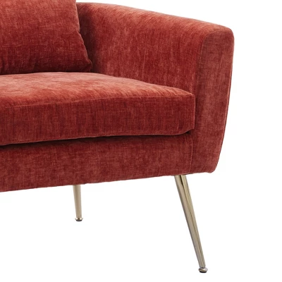 29.5" Modern Chenille Accent Armchair With Gold Metal Legs And Throw Pillow - ModernLuxe 11 29.5" Modern Chenille Accent Armchair With Gold Metal Legs And Throw Pillow - ModernLuxe - Image 11