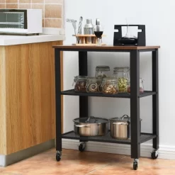 Tangkula Kitchen Utility Cart Industrial Coffee End Table W/Wheels Black/Silver -Online Furniture Store GUEST bc12594d 785c 4854 8b75 d1d38666a0cd