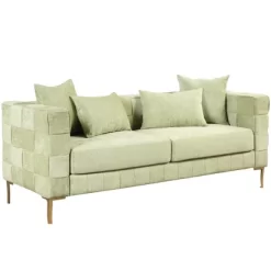 80.5" Modern Upholstered Sofa With Golden Metal Legs And 4 Pillows-ModernLuxe 20 80.5" Modern Upholstered Sofa With Golden Metal Legs And 4 Pillows-ModernLuxe -Online Furniture Store GUEST bc21e6a4 3320 4e34 aa41 a005b9070a15