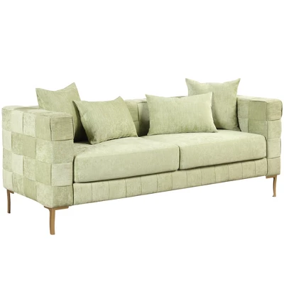 80.5" Modern Upholstered Sofa With Golden Metal Legs And 4 Pillows-ModernLuxe 7 80.5" Modern Upholstered Sofa With Golden Metal Legs And 4 Pillows-ModernLuxe - Image 7