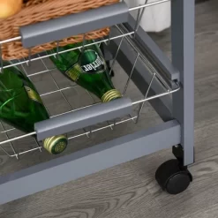 HOMCOM 32.25" Wooden Rolling Kitchen Storage Cart, Kitchen Island With Storage Drawer And Baskets On 360° Swivel Wheels -Online Furniture Store GUEST bd8b00c9 9c71 4d00 8625 7b687e01de85