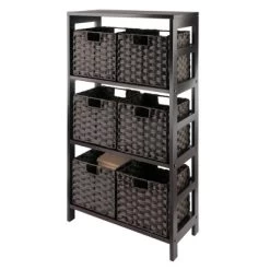 42" 7pc Leo Storage Shelf With Baskets Espresso/Chocolate - Winsome -Online Furniture Store GUEST be8d6cf0 d8ee 440a becf 6751fcacebf4