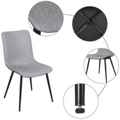 Yaheetech Set Of 4 Dining Chairs With Ventilate Fabric Cushion Metal Legs For Kitchen Living Room, Gray -Online Furniture Store GUEST bec4da77 2fb6 44a9 842b b61a2d88aa93