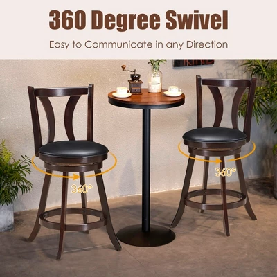 Costway Set Of 4 Swivel Bar Stool 24'' Counter Height Leather Padded Dining Kitchen Chair 6 Costway Set Of 4 Swivel Bar Stool 24'' Counter Height Leather Padded Dining Kitchen Chair - Image 6
