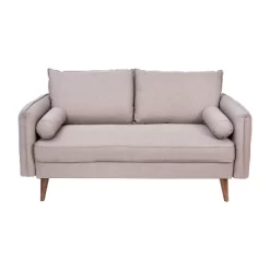Emma And Oliver Upholstered Mid-Century Modern Pocket Spring Loveseat With Wooden Legs And Removable Back Cushions -Online Furniture Store GUEST bfbe0778 c891 4597 889f 4a9c4da01019