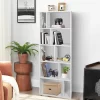 Costway 5-tier Wood Bookcase 66'' Tall Open Storage Shelf Display Rack W/10 Compartments