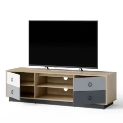 Costway 55'' TV Stand Entertainment Media Center W/ Storage Cabinets Adjustable Shelves -Online Furniture Store GUEST c0944352 1ead 41f2 88d1 33b2a875ae36