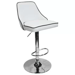 Aaron Presley Faux Leather Adjustable Swivel Bar Stool In White (Set Of 2) - Best Master Furniture