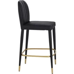 55 Downing Street Metal Bar Stool Black Gold 25" High Mid Century Modern Faux Leather Cushion With Backrest Footrest For Kitchen Counter Height Island -Online Furniture Store GUEST c11414e6 209f 4a26 9397 7b538fe115d9