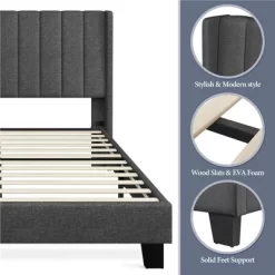 Yaheetech Upholstered Bed Frame With Wing Side -Online Furniture Store GUEST c15a11a5 0870 450d 8288 1fce95c3321a
