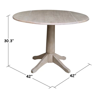 Alexandra Round Dual Drop Leaf Pedestal Table Washed Gray Taupe - International Concepts 7 Alexandra Round Dual Drop Leaf Pedestal Table Washed Gray Taupe - International Concepts - Image 7
