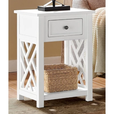 Middlebury Wood End Table With Drawer White - Alaterre Furniture 1 Middlebury Wood End Table With Drawer White - Alaterre Furniture