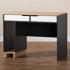 Reed 2 Drawer Wood Computer Desk - Gray/White - Baxton Studio -Online Furniture Store GUEST c401a60e a1d4 4ff4 aad8 37fc7965f2e2