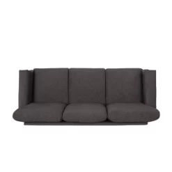 Burkehaven Contemporary Fabric 3 Seater Nailhead Trim Sofa Gray/Dark Brown - Christopher Knight Home -Online Furniture Store GUEST c4a7be71 7d50 4c9e bd0c 0d9d3b3f8036