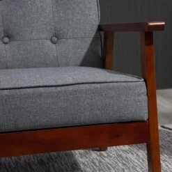 HOMCOM Modern Upholstered 2-Seat Loveseat Sofa With Linen-Touch Fabric And Rubberwood Legs, Gray -Online Furniture Store GUEST c4a8cd15 5c79 444a 9106 fa35c5b7a94b