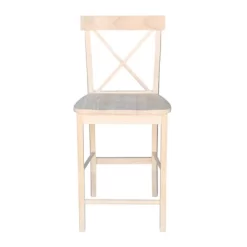 X Back Counter Height Barstool Unfinished - International Concepts