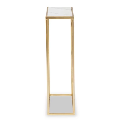 Calanthe Metal With Marble Tabletop Console Table White/Gold - Baxton Studio 3 Calanthe Metal With Marble Tabletop Console Table White/Gold - Baxton Studio - Image 3