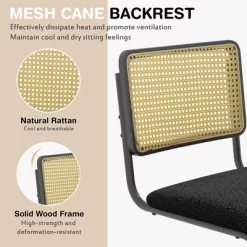 Costway Dining Chairs Set Rattan Upholstered Dining Chairs With Cane Back&Metal Base -Online Furniture Store GUEST c5ed42ae 0d4f 452c a037 1fe8899cc113