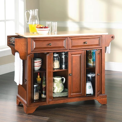 Lafayette Wood Top Full Size Kitchen Island/Cart Cherry/Natural - Crosley 2 Lafayette Wood Top Full Size Kitchen Island/Cart Cherry/Natural - Crosley - Image 2