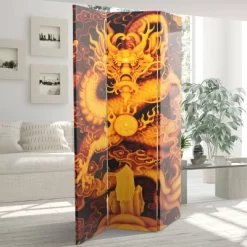 6" Dragon Fire On The Mountain Double Sided Room Divider Yellow - Oriental Furniture -Online Furniture Store GUEST c64ccf5d b56f 41e1 b063 4e42500b367b