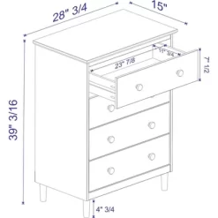 Stiva Classic Mid-Century Modern Vertical 4 Drawer Dresser - Saracina Home -Online Furniture Store GUEST c68dcea8 e822 48f2 ad8d f9b5bfe2eb06