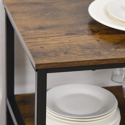 HOMCOM Industrial Wine Rack With 11-Bottles Holder, Free Standing Wine Shelf With Glass Holders For Home Bar, Kitchen, Rustic Brown 5 HOMCOM Industrial Wine Rack With 11-Bottles Holder, Free Standing Wine Shelf With Glass Holders For Home Bar, Kitchen, Rustic Brown - Image 5