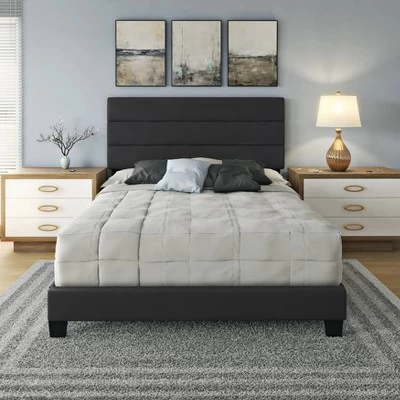 Luxembourg Faux Leather Channel Upholstered Platform Bed - Eco Dream 4 Luxembourg Faux Leather Channel Upholstered Platform Bed - Eco Dream - Image 4