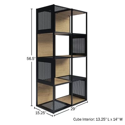 Lavish Home Freestanding 4-Tier Cube Storage Bookshelf – Industrial Wood And Metal Shelving, Oak/Black 1 Lavish Home Freestanding 4-Tier Cube Storage Bookshelf – Industrial Wood And Metal Shelving, Oak/Black