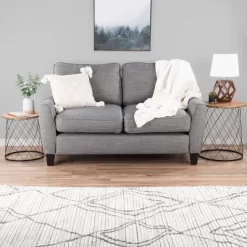 End Table With Storage – Set Of 2 Round Nesting Tables With Diamond Pattern Wire Basket Wood Tops, Industrial Farmhouse Side Table By Lavish Home -Online Furniture Store GUEST c87e51b3 b99c 40b0 b8b5 9549bdce5308