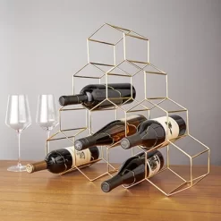 Viski Geo Gold Bottle Wine Rack, Honeycomb Design -Online Furniture Store GUEST c945baec ad5a 475b 86e7 4be98ebef273