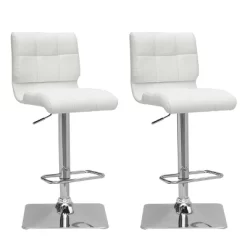 Set Of 2 Adjustable Curved Back Bonded Leather Barstool - Corliving -Online Furniture Store GUEST c9677504 1557 47b8 bd9a f3a0e98b849a