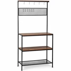 Costway 4-Tier Kitchen Bakers Rack Microwave Oven Stand Industrial W/Hooks & Mesh Panel -Online Furniture Store GUEST c9dbccb7 ed6f 430c ae2a fd97c70e3fc6