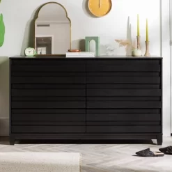 Online Furniture Store 49 Ilya Solid Wood Modern Panel Front 6 Drawer Dresser - Saracina Home