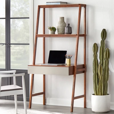Nordic Ladder Desk Walnut - Lifestorey 1 Nordic Ladder Desk Walnut - Lifestorey