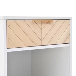 Nightstand With USB Charging Ports, End Table With 1 Drawer And Metal Legs, White+Natural Finish-ModernLuxe -Online Furniture Store GUEST cb906aae f0b1 459e a10a 9a2f14b91c62