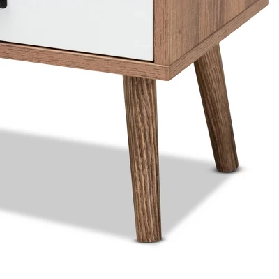 Hubbard Two-Tone Wood And Metal 1 Drawer Nightstand Natural Brown/Black/White - Baxton Studio 6 Hubbard Two-Tone Wood And Metal 1 Drawer Nightstand Natural Brown/Black/White - Baxton Studio - Image 6