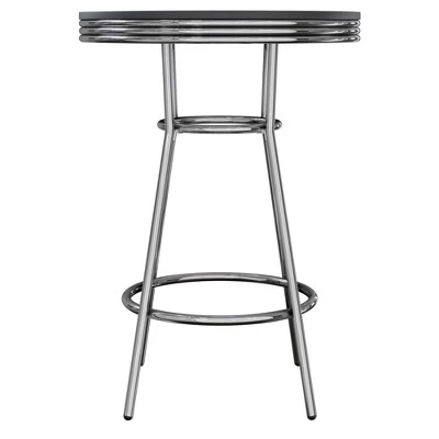 Summit Pub Table Bar Height Wood/Black/Bright Chrome - Winsome 2 Summit Pub Table Bar Height Wood/Black/Bright Chrome - Winsome - Image 2