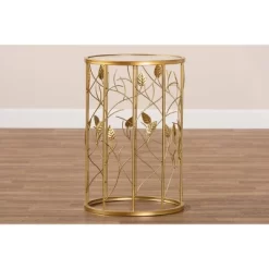 Anaya Glam Brushed Metal And Glass Leaf Accent End Table Gold - Baxton Studio -Online Furniture Store GUEST cc5b4ab6 6f3e 4b95 8765 ef0dfc166147
