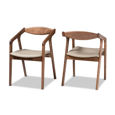 2pc Harland Faux Leather Upholstered And Wood Dining Chair Set - Baxton Studio 10 2pc Harland Faux Leather Upholstered And Wood Dining Chair Set - Baxton Studio - Image 10