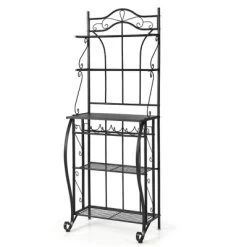 Costway 5-Tier Metal Kitchen Bakers Rack Microwave Storage Rack Oven Stand With Wine Organizer -Online Furniture Store GUEST cc8f5985 9214 4d28 9d70 3ed83bad7fb7