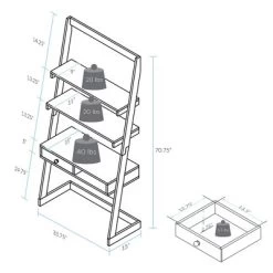 Freestanding Ladder Desk With Drawer Solid American Maple Frame Natural/White - Flora Home -Online Furniture Store GUEST cdfc74ed 1bd9 4e62 af07 d354c6fb16df