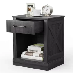 Costway Nightstand With Drawer And Shelf Rustic Wooden Bedside Table Bedroom Brown / Natural / Black 19 Costway Nightstand With Drawer And Shelf Rustic Wooden Bedside Table Bedroom Brown / Natural / Black -Online Furniture Store GUEST ce02e905 d075 40bb 825d f6adbada947b