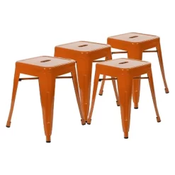 Merrick Lane Set Of 4 Sloane 18" High Backless Stacking Dining Stools With Durable Metal Frame -Online Furniture Store GUEST ce1c8ba9 a1f1 4cd7 b7fb 05eb8b7013e7